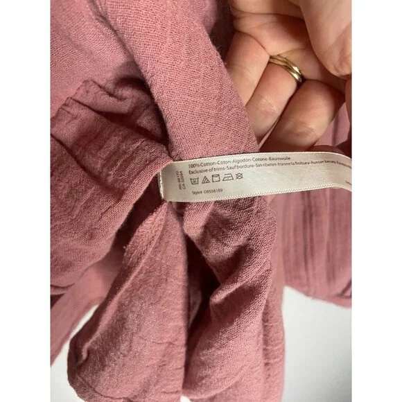 NWT Free People Long Sleeve Flowy Gauzy Pink Blouse-sz XS - Picture 8 of 9